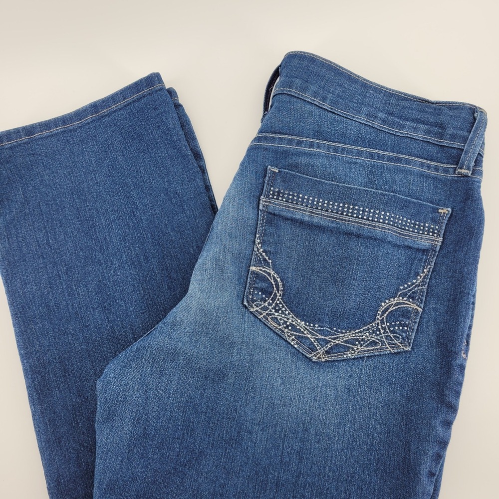 NYDJ Marilyn Straight Leg Jeans Blue Denim Lift Tuck Slimming Stretch Petite 10P